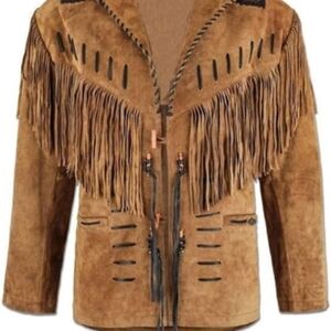 REAL LEATHER SUEDE FRINGE JACKET SZ M
